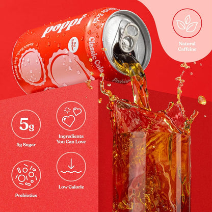 Poppi Prebiotic Soda, Classic Cola, 12 Oz, 12 Pack